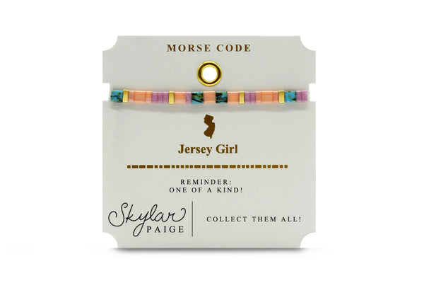 JERSEY GIRL - Morse Code Tila Beaded Bracelet