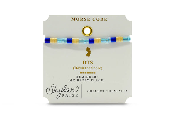 DTS (Down the Shore) - Morse Code Tila Beaded Bracelet