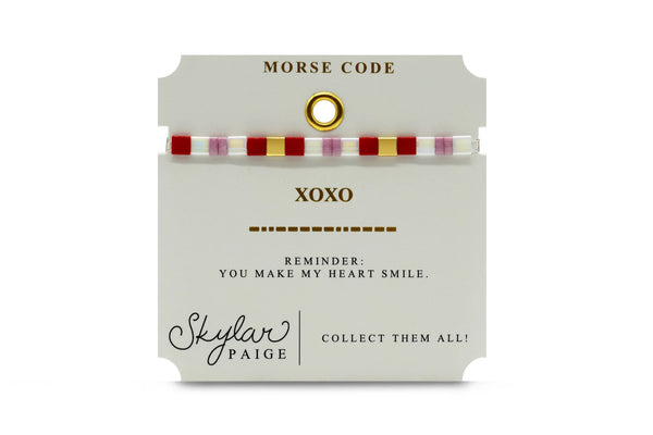 XOXO - Morse Code Tila Beaded Bracelet