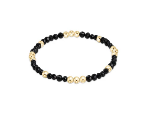 Worthy Pattern 3mm Bead Bracelet - Faceted Onyx