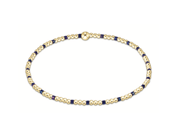 Hope Sincerity Pattern 2mm Bead Bracelet - Blue Metallic