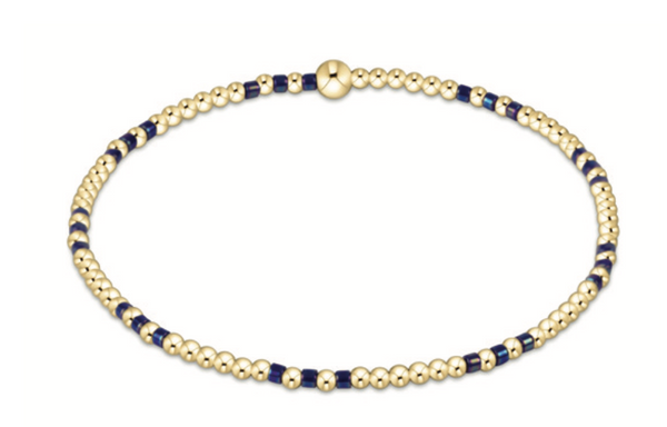 Hope Joy Pattern 2mm Bead Bracelet - Blue Metallic