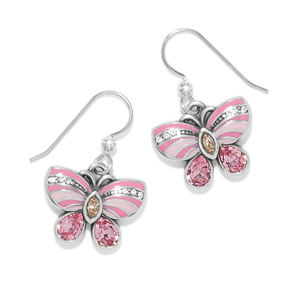 La Tulipe Butterfly Pink French Wire Earrings