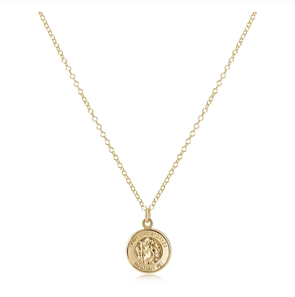 16" necklace gold - protection gold disc