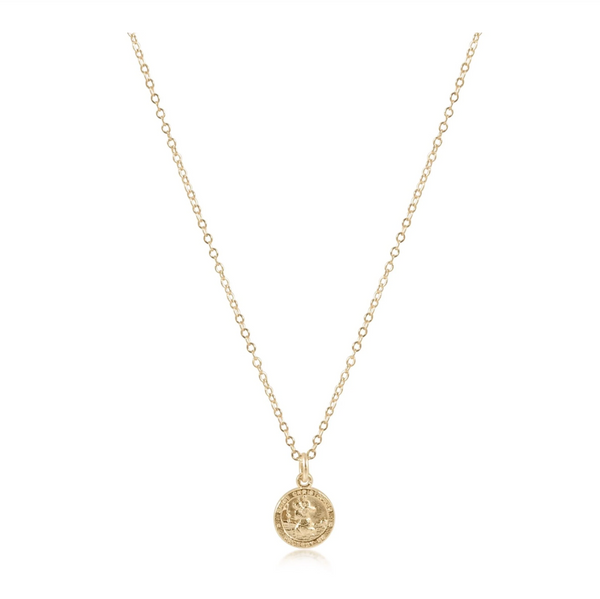 16" necklace gold - protection small gold disc