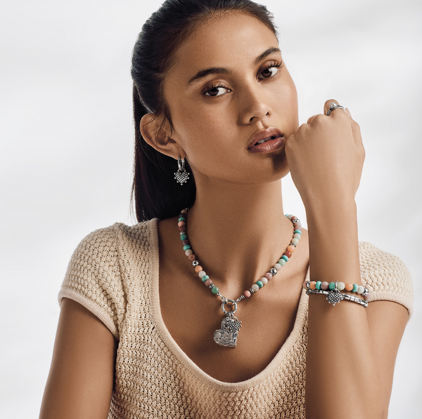 Pebble Sweet Hearts Charm Stretch Bracelet