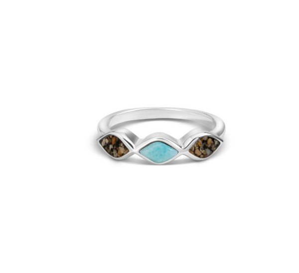 Tidepoint Triple Bezel Ring - Larimar & Sand