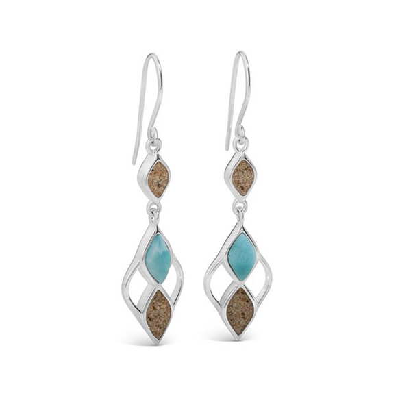 Tidepoint Drop Earrings - Larimar & Sand