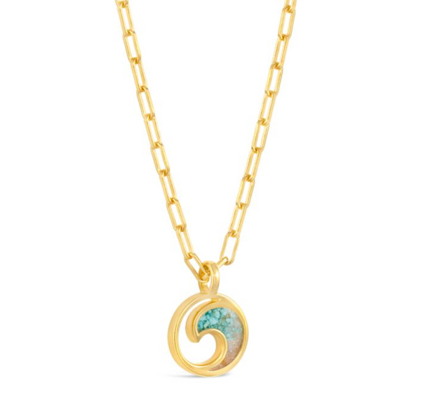 Wave Necklace - 14k Gold Vermeil - Turquoise Gradient
