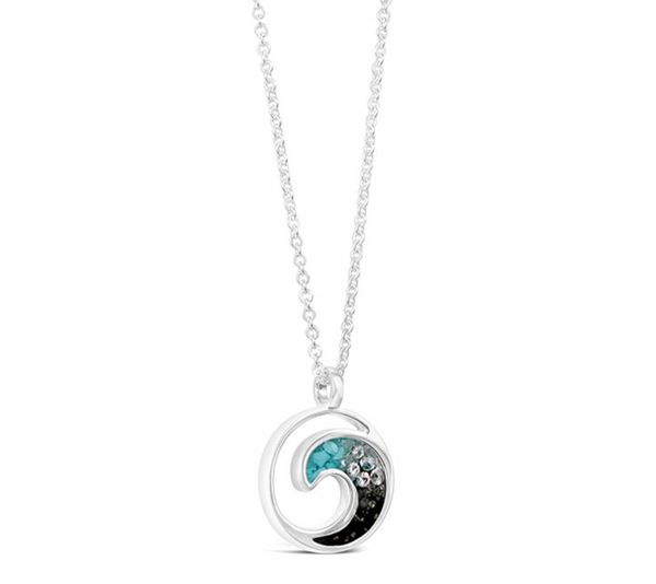 Wave Necklace - Diamond & Turquoise Gradient