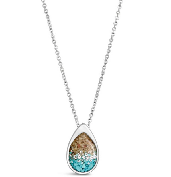 BC - Teardrop Necklace - Diamond & Turquoise Gradient