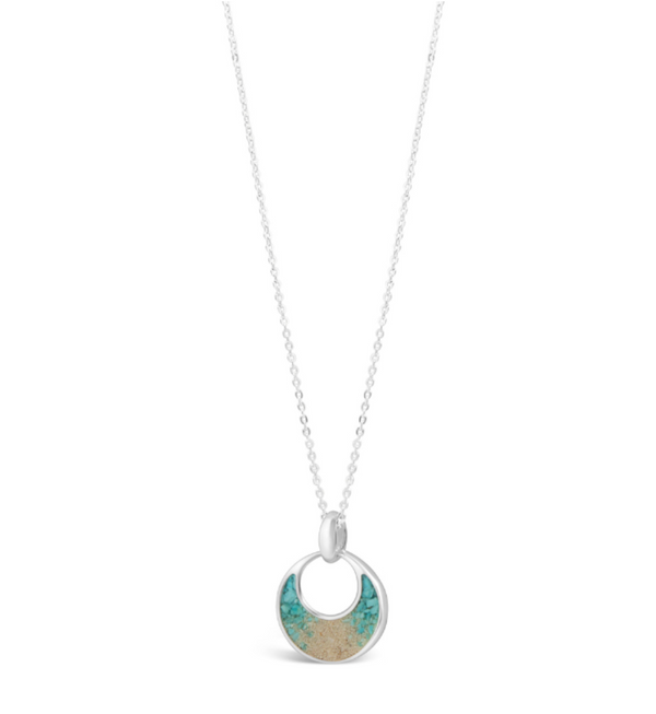 Crescent Necklace - Turquoise Gradient - Adjustable Cable Chain
