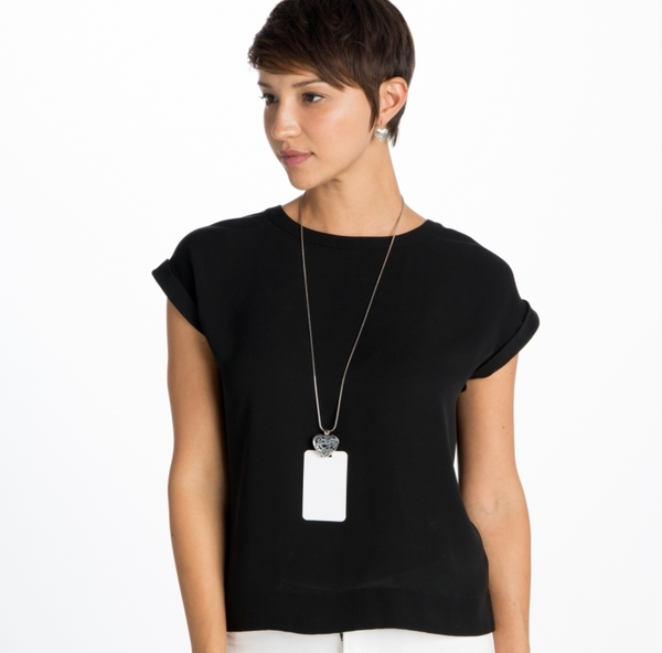 Contempo Heart Badge Clip Necklace