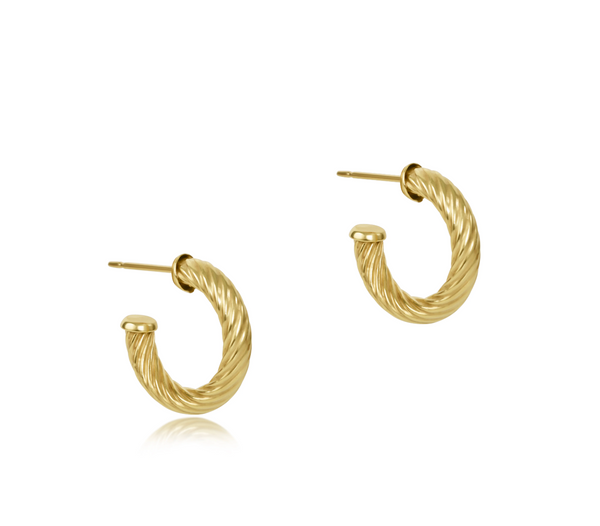 Round Gold 0.5" Post Hoop - 2mm - Textured