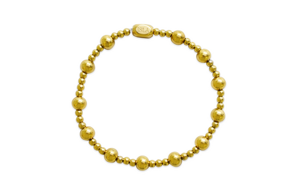 Plain Bead Combo Bracelet 3/6 SS Gold