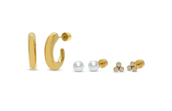 Hoop Pearl Trio Earring Set