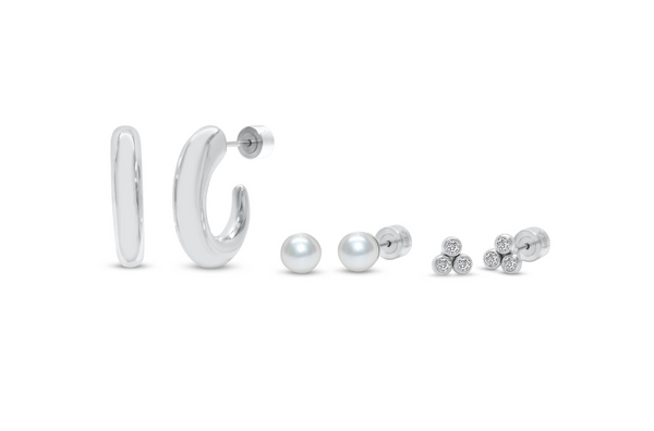 Hoop Pearl Trio Earring Set ST