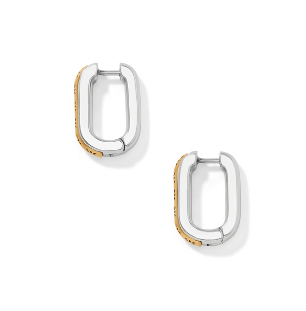 Mosaic Two Tone Hinged Hoop Earrings