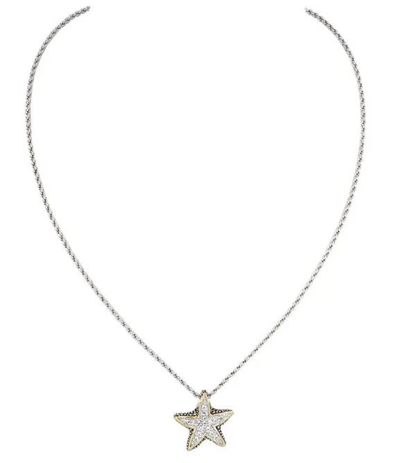 Ocean Images Seaside Collection - Small Pavé Starfish Slider with Chain