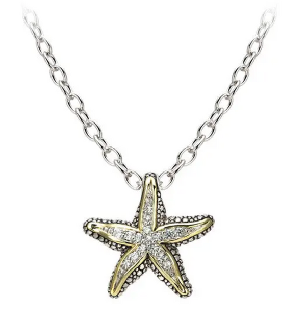 Ocean Images Seaside - Pavé Starfish Slider with Chain