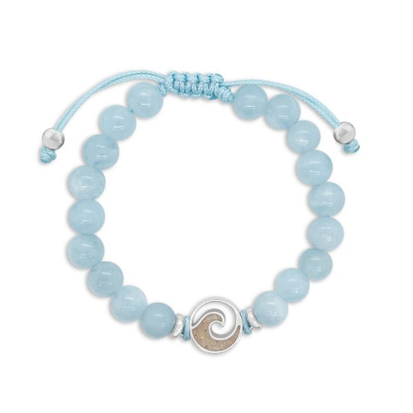 Wave Beaded Bracelet Adjustable - Aquamarine