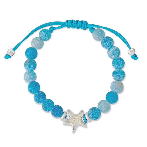 Starfish Beaded Bracelet Adjustable - Weathered Agate