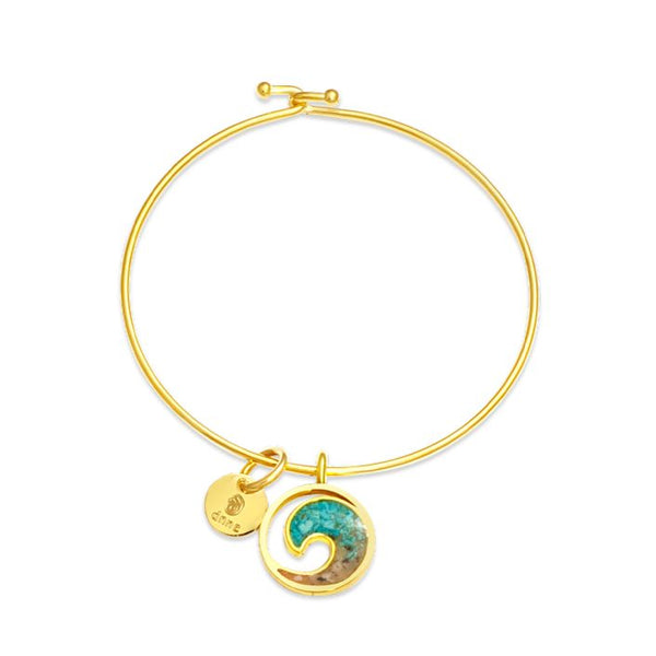 Beach Bangle Gold Wave - Turquoise Gradient