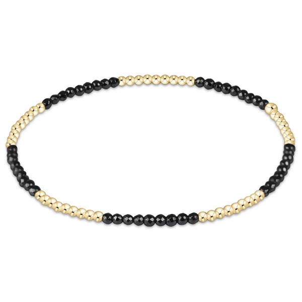 Blissful Pattern 2mm Bead  Bracelet - Faceted Hematite