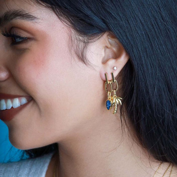 Collectible Travel Treasures™ Charm Holder Huggie Hoop Earrings Gold