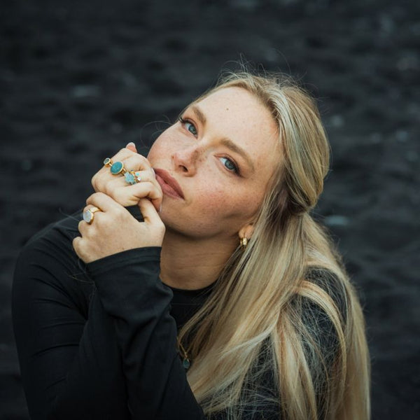 Goddess Ring with Aquamarine by Camille Kostek - 14k Gold Vermeil