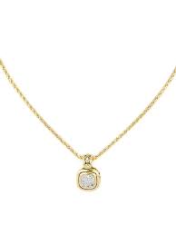 Nouveau Collection - Cushion Pavé Gold Pendant with Chain