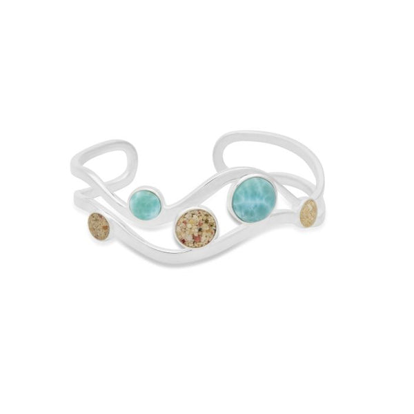 La Mer Cuff Bracelet - Larimar & Sand