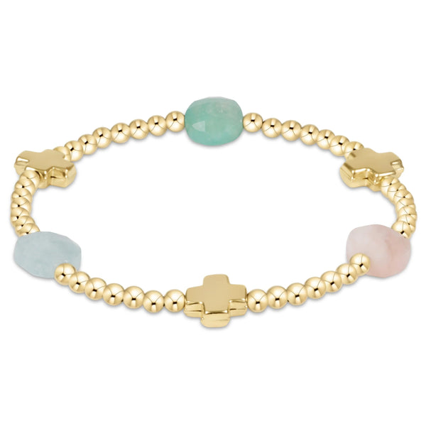 Signature Cross Admire Gold Pattern 3mm Bead Bracelet - Hot Mess ss25