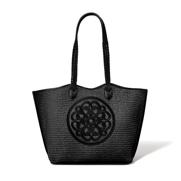 Bruna Large Straw Tote - Black