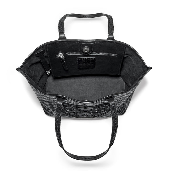 Bruna Large Straw Tote - Black