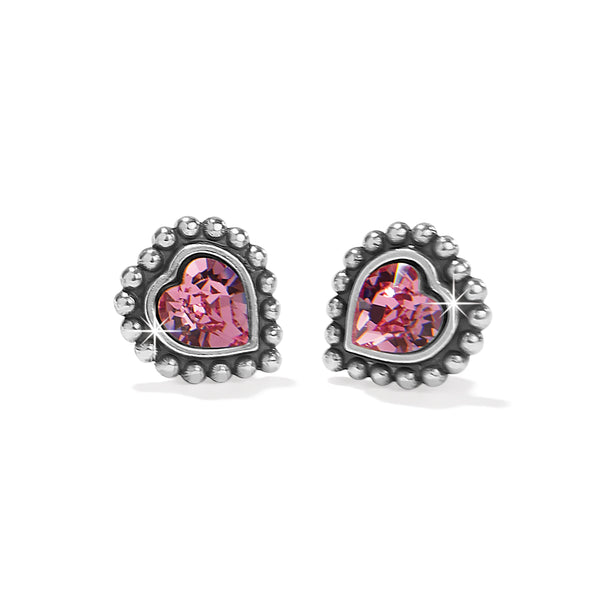 Shimmer Heart Mini Post Earrings - Pink