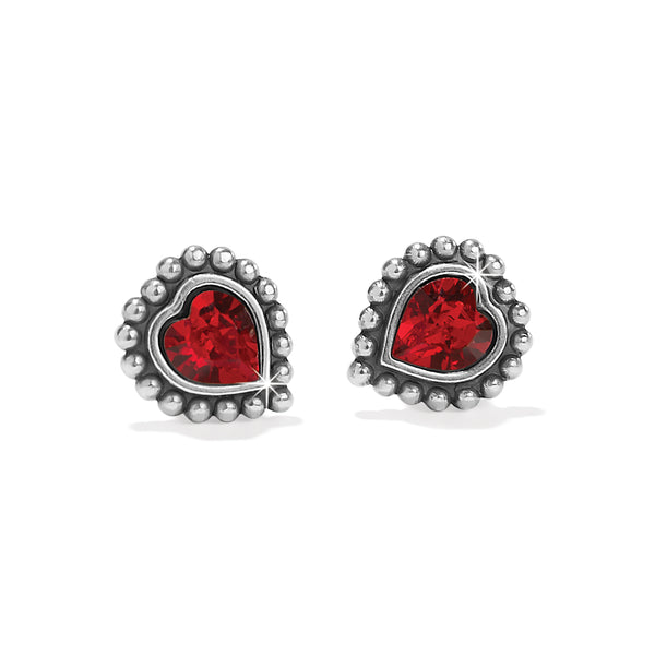 Shimmer Heart Mini Post Earrings - Red