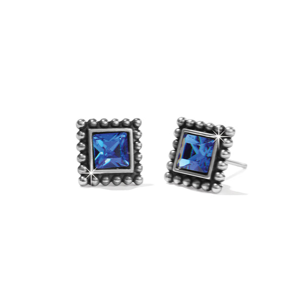 Sparkle Square Mini Post Earrings - Blue