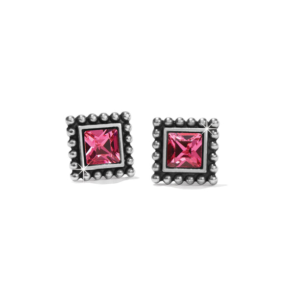 Sparkle Square Mini Post Earrings - Pink