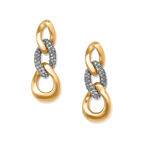 Cleo Pave Link Post Drop Earrings - Gold