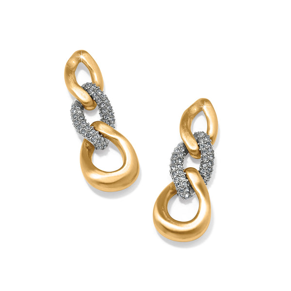 Cleo Pave Link Post Drop Earrings - Gold