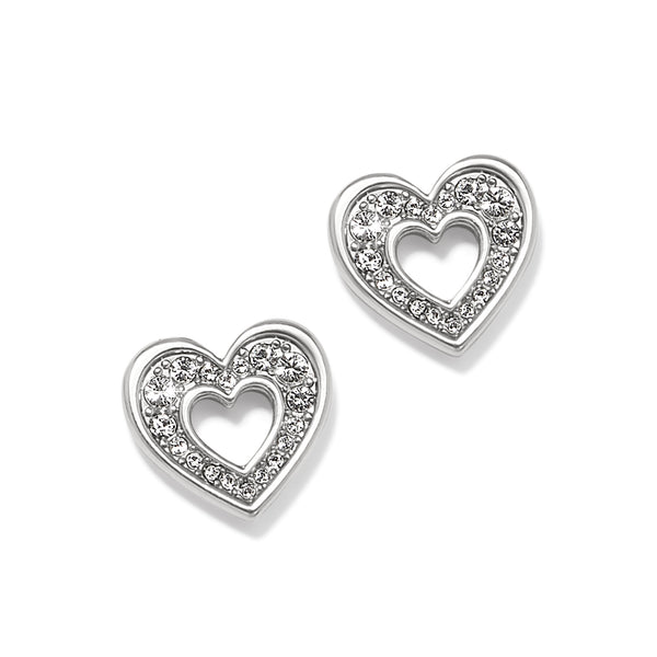 Enchanting Heart Post Earrings - Silver