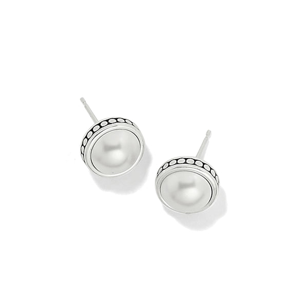 Pebble Dot Medali Pearl Post Earrings