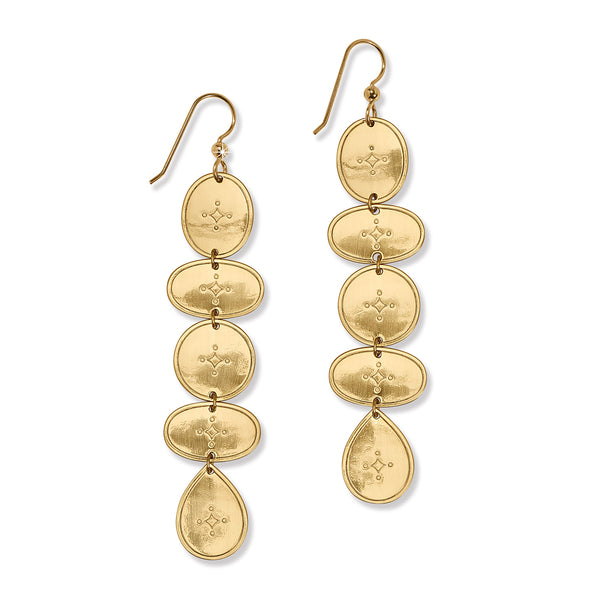 Palm Canyon Long French Wire Earrings Gold