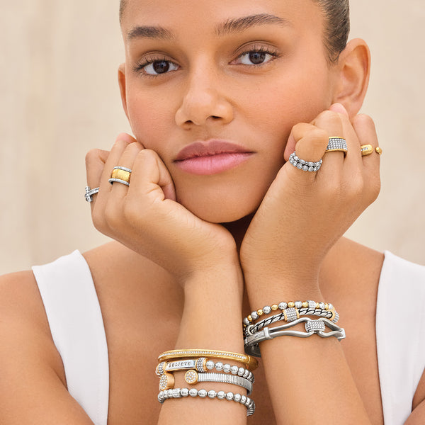 Meridian Classic Hinged Bangle - Two Tone
