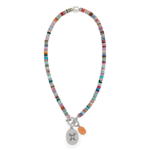 Token Charm Mix Gemstone Necklace