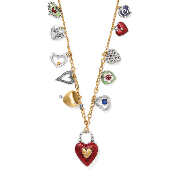 One Heart Long Charm Necklace