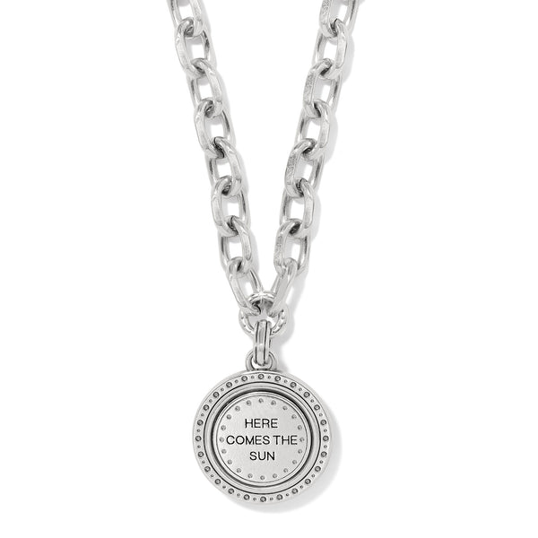 Mosaic Round Two Tone Pendant Necklace