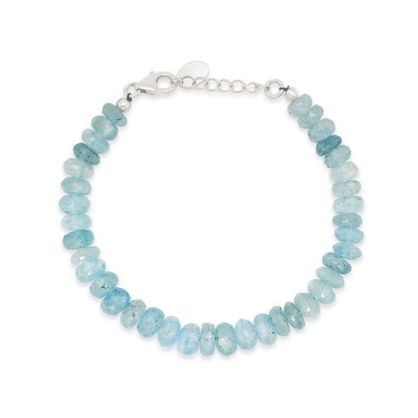 Raw Aquamarine Beaded Bracelet by Camille Kostek