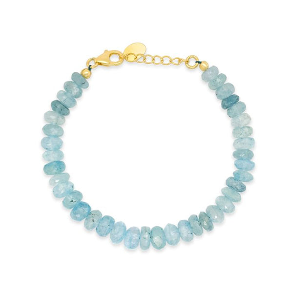 Raw Aquamarine Beaded Bracelet by Camille Kostek